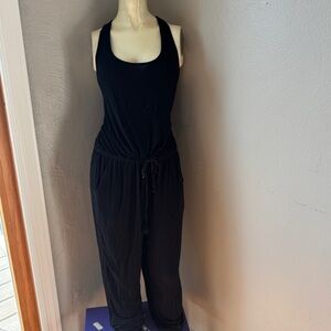 Aerie Track Jumpsuit black.sleeveless, one-piece, medium, pockets, drawstring